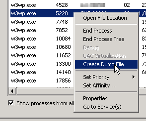 create dump file